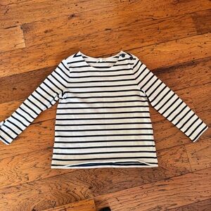 Sezane Collette Blue and Ecru Striped Top